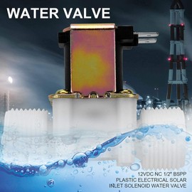 Tissting DC 12 V 3/4 Inch Electric Solenoid Valve, Electromagnetic Switch Normally Closed N/C Water Inlet Flow Switch Quick Connection for Water Supply