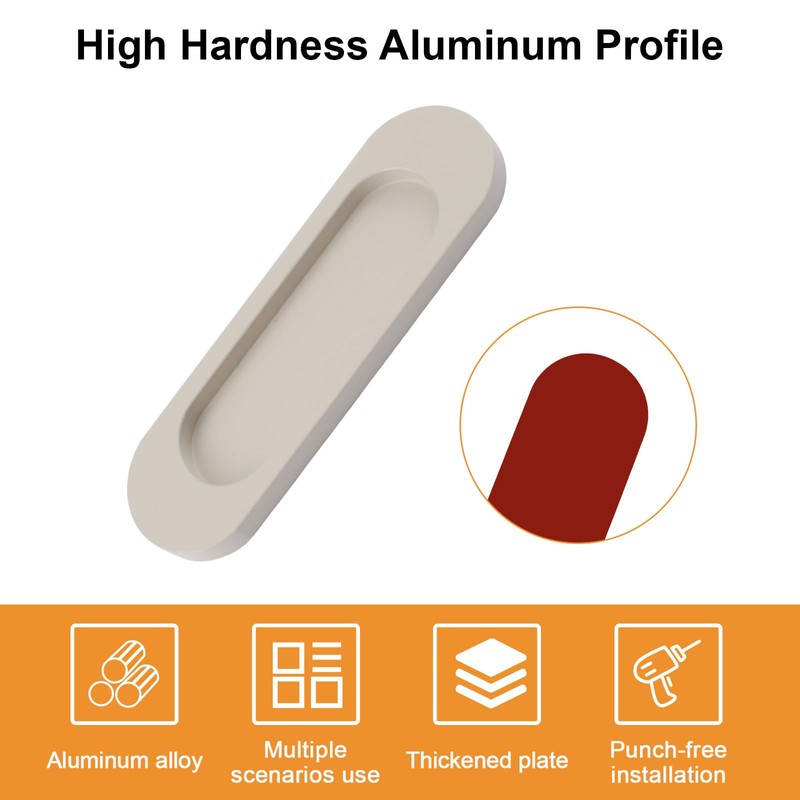 MOROBOR Self-Stick Oval Sliding Door Pulls, 2pcs Cashmere Gray Aluminum