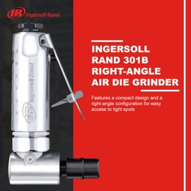 Ingersoll Rand 301B Air Die Grinder – 1/4", Right Angle, 21,000 RPM, Ball Bearing Construction, Safety Lock, Aluminum Housing, Lightweight Power Tool, Black
