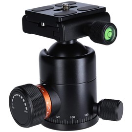 Rollei Tripod Ball Head for C6i Tripod, Professional 360 Degree Tripod Head with Friction, 12 kg Load Capacity and 3 Spirit Levels. Includes Acra Swiss Quick Release Plate