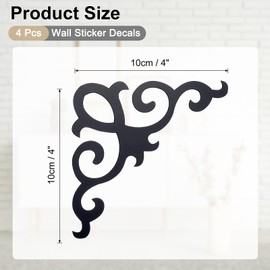 uxcell 4 Pcs Self-Adhesive Wall Sticker Mirror Decals, Acrylic Hollow Mirror Tiles Sticker Applique Corner Hollow Stickers for Home Room Background Decoration, Black (10x10cm)