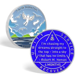 4 Month Sobriety Coin Sobriety AA Chips AA Coins, Recovery Coins aa Medallions Chip Recovery Token NA AA Great Sobriety Gifts for Men Women Alcoholics Anonymous Plastic Case Included