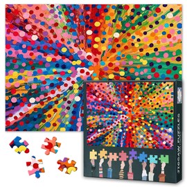 1000 Piece Puzzle for Adults - Abstract Jigsaw Puzzles with Colorful Dots & Modern Art Design, Challenging Adult Puzzles 1000 Pieces, Premium Puzzle Board - 27.5x19.7 Inches