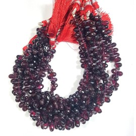 Natural Garnet Teardrop Smooth Beads 5 to 10 mm 8 Inch Long String Jewellery Making Gemstone Beads for Necklace Bracelet