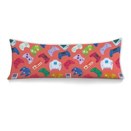 Game Body Pillow Cover for Boys Gifts Gaming Pattern Long Pillow Case with Zipper Ultra Soft Decorative Modern Large Pillowcases Soft Cushion Covers for gameroom,Bedroom,Couch,Sofa 20"x54"(Orange)