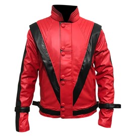 Flesh Hide FH Kid's Red and Black Thriller Jacket (US, Alpha, Small, Regular, Regular, Red Leather Jacket)