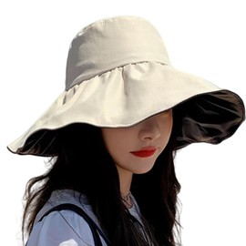 Tiernyueth Women's Hat, Wide Brim, UV Protection, Sun Protection Hat, Fashion, Versatile, Cover Face, Cute, Small Face Effect, Size Adjustable, Breathable, Elegant, Chin Strap, Convenient to Carry,