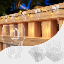 TEOYNGU 100 Clips + 120 Adhesive Strips, Command Clear Mini Light Clips, Command strips hooks, Small Self-Adhesive Hooks, Indoor Christmas/Festival Decoration,Command hooks small