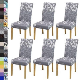 BIETYONE Dining Chair Cover,Dining Room Chair Covers Set of 6,Stretch Kitchen Chair Cover,Washable Dining Chair Cover,Parsons Chair Slipcovers Protective,for Home,Restaurant,Banquet(Foliage)