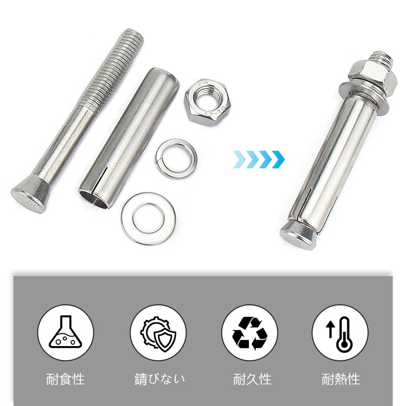 ADOFUN Anchor Bolts, Stainless Steel External Hex Nuts, Concrete Anchors,