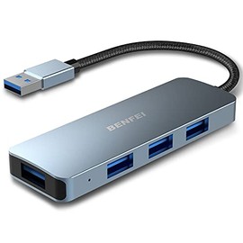 4-Port USB 3.0 Hub, Benfei Ultra-Slim USB 3.0 Hub Compatible for MacBook, Mac Pro, Mac Mini, iMac, Surface Pro, XPS, PC, Flash Drive, Mobile HDD
