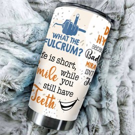 MEDROC Vaso higiénico dental de acero inoxidable de 20 onzas, divertido regalo higiénico dental para cumpleaños, Navidad, regalos de la semana de higienistas dentales nacionales para mujeres y hombres, envoltura de vaso higienista dental