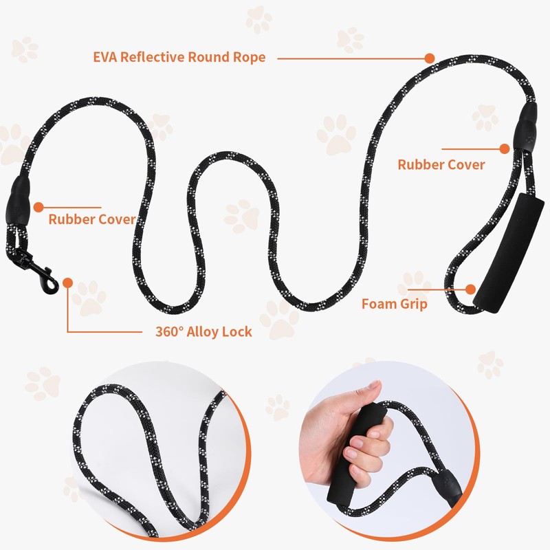 EOAMGO Figure of 8 Dog Lead Pull Lead/Halter/Head Collar, Anti