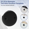 Bathtub Overflow Drain Cover 3-1/8" - Two Hole Tub Overflow