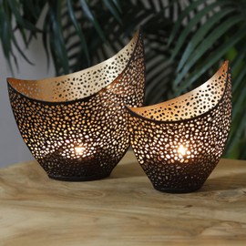 Casa Moro Lantern Set Vintage Decoration Black Gold Metal Gnome Gift Table Decoration Living Room Decoration Aesthetic Room Decor