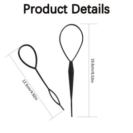 Topsy Tail Hair Tool, Pony Tail Hair Braiding Tool Bands Remover Cutter Hair Looping Tool Hair Pull Through Tool Hair Loop Tool Hair Hoop Tool for Women Girls Styling Maker (black)