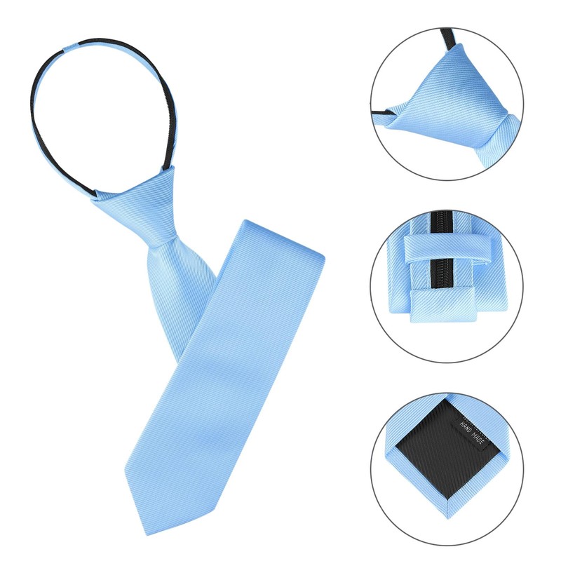 [Allegra K] Men's Necktie Low Tie Flat Stripe Adjustable Zipper