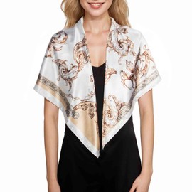 RIIQIICHY 35.4 inches (90 cm) Scarf, Women's, Square Large Scarf, Bag, Decorative, Hair Ornament, Commuting to Work, C031