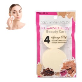 Esponjas De Maquillaje Redondas 4pz Kleancolor Color Beige Tamaño De La Esponja Mediana