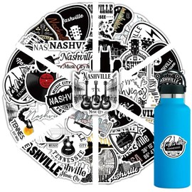 Nashville Music City Stickers 50 Pcs Vinyl Aesthetic Funny Nashville Tennessee Sticker for Water Bottle Laptop Luggage Computer Scrapbook Car Bike Skateboard Helmet,Waterproof Decals for Girls Teens