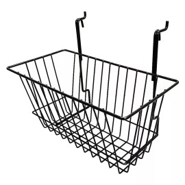 Unbranded 6 Pieces 12inx6inx6in Black Metal Wire Slatwall Gridwall Pegboard Deep Basket