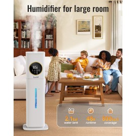 Humidifiers for Bedroom, 2.1Gal/8L Humidifier large room with Essential Oil Diffuser, Night Light, Top Fill Whole House Cool Mist Humidifiers for Plants Baby Kids Adults Greenhouse(White)