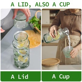 Bedside Water Carafe and Glass Set, 21.6 Oz Glass Water Carafe with 6 Oz Glass Cup with Lid, Water Pitcher for Nightstand - Green