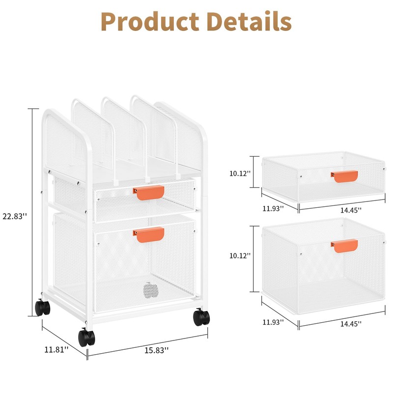 Marbrasse Rolling file Cart with Adjustable Dividers, Mobile File Cabinet