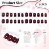 LunarCharm 24 Pieces Dark Red Press-on Nails Medium Square Shape