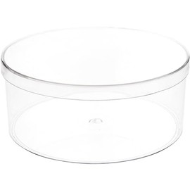 Pioneer Plastics 185C Clear Round Plastic Container, 7.375" W x 3" H, Pack of 4