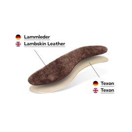 Foot Morning Alaska Cuddly Lambskin & Texas Insoles (1 Pair) - Cold Weather & Winter Shoe Insoles - Non-Slip Thick Insoles for Boots, Trainers (37 EUR Women)