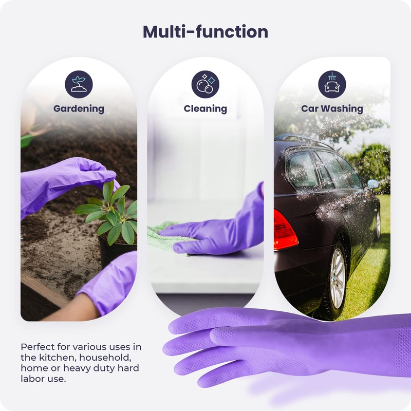 FMP Brands X-Large Purple Latex Dish Gloves, 3 Pairs, 12