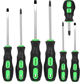 GURADESIGN 7-Piece Magnetic Screwdrivers Set, 4 Phillips and 3 Flat, Professional Cushion Grip Screwdriver Set