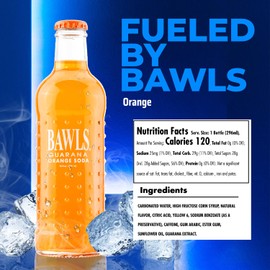 BAWLS Guarana Mandarin Orange, BAWLS Guarana Drink, Guarana Soda, Guarana Fueled Soda for Energy, High Energy Caffeinated Drink, 10oz 24 Pack Glass Bottles