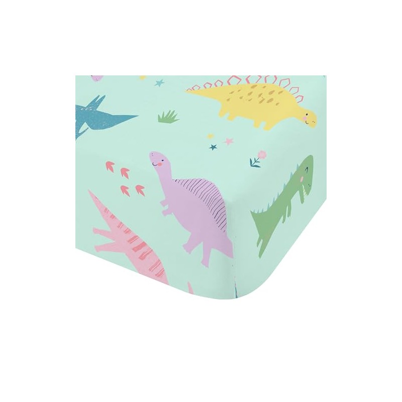 Catherine Lansfield Kids Dinosaur Friends Double Fitted Sheet Blue