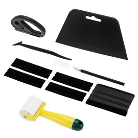 QWORK Professional Wallpaper Smoothing Tool Kit, 12-Piece Set with Sponge Seam Roller, Vinyl Squeegee, Craft Hobby Cutting Tool & Mini Squeegee for Wallpaper, Window Tint & Vinyl Wrap Applications