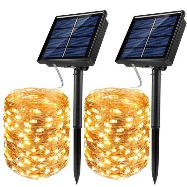JosMega Upgraded Larger Solar Powered Fairy String Lights 8 Mode