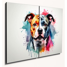 The Plum Penguin Staffordshire Bull Terrier Watercolour Wall Art - Dual A4 MDF Wood Panels