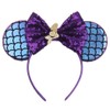 Women Girls Decoration Mouse Ears Headbands Sequin Glitter Bow Hairband