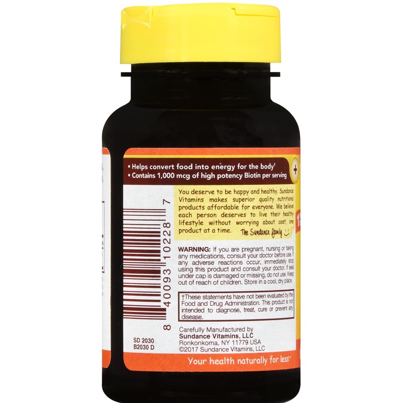 Sundance Biotin 1000 mcg - 60 Tablets, Pack of 6