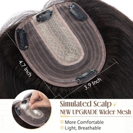 Elailite Hair Toppers for Women with Thinning Hair Real Human Hair V3.0 Clip in Hair Pieces Free Parting for Hair Loss Cover Gray Fine Hair 6 Inch 27g [Style-B] #1B Natural Black