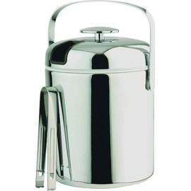 APS Ice Bucket Set with Tongs, Stainless Steel, Silver, 14 x 22 cm