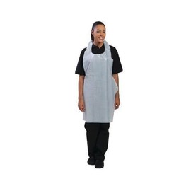 bag it Plastics White Disposable Aprons – (100 Pack) Plastic Aprons for Adults, Waterproof 14 Micron / 56 Gauge Polyethylene Aprons, Adjustable One Size Fits All, White Aprons for Men & for Women