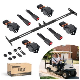 10L0L 3 Point Golf Cart Seat Belt Bracket Kit for EZGO TXT, Club Car DS Precedent 4 Passenger, Retractable Seatbelts, Ajustable Freely