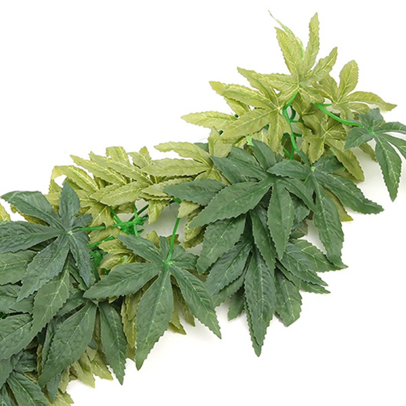 Green Artificial Plant Fake Leaves Aquarium Fish Tank Reptile Terrarium