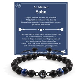 YELUWA Gift For Son, To My Son Bracelet, Son Gifts From Mum, Mother Son Gift, I Love You in 100 Languages Bracelet 18th Birthday Boy Best Son Bracelet From Mum Dad Blue, Stainless Steel, Bead
