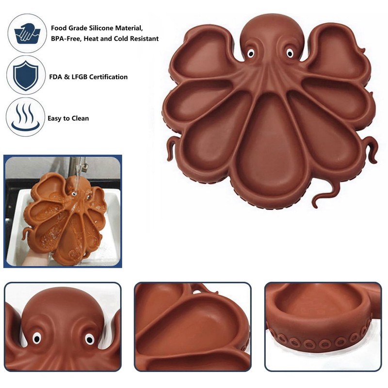 Silicone Octopus Charcuterie Platter, Snack Fruit Separate Platter, Delicatessen Dim