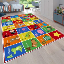 SXYLPP ABC Alphabet Animal Rug, Educational Letter Learning Game Playmat for Kids, Crawl Floor Mat in The Bedroom, Playroom, or Classroom(47x71in)