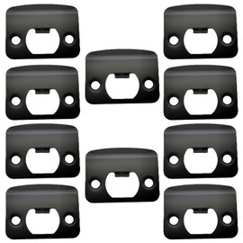Door Strike Plates, 10Pack Stainless Steel Deadbolt Strike Plates, Full Lip Round Corner Strike Plates, Door Reinforcement Kit, for Home Office Door Frame Repair(Black)