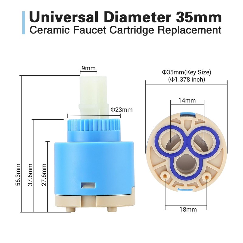 Diameter 35mm Ceramic Faucet Cartridge Replacement, Universal Single Handle Kitchen